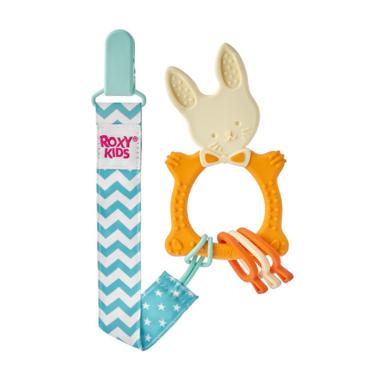 Inel gingival Roxy Kids „Bunny” cu lantisor (RBT-001MUSC) Mustar 