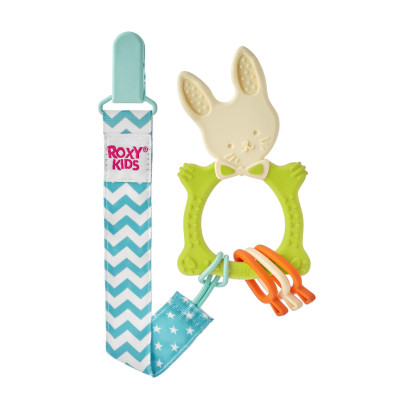 Inel gingival Roxy Kids „Bunny” cu lantisor (RBT-001GNSC) Verde