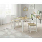 Masă din lemn Eucalyptus Karol (DS2-N03) Alb+Natural