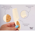 Pieptene-perie pentru bebelusi Roxy Kids, perii naturale, Bej (RBH-001)