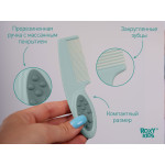 Pieptene-perie pentru bebelusi Roxy Kids, perii naturale, Gri-Verde (RBH-001-G)