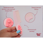 Pieptene-perie pentru bebelusi Roxy Kids, perii naturale, Roz (RBH-001-R)