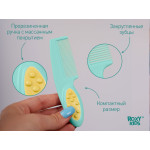 Pieptene-perie pentru bebelusi Roxy Kids, perii naturale, Turcoaz (RBH-001-M)