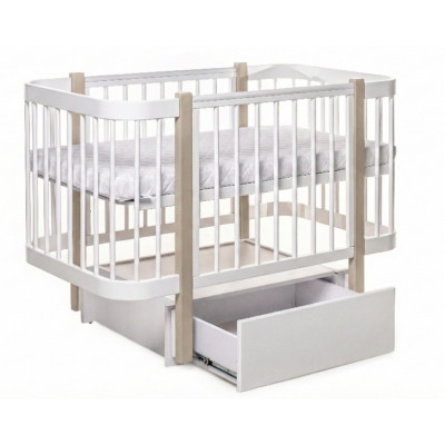 Pătuţ Eucalyptus Karol Premium Longitudinal (DS-9051) Alb+Cappuccino