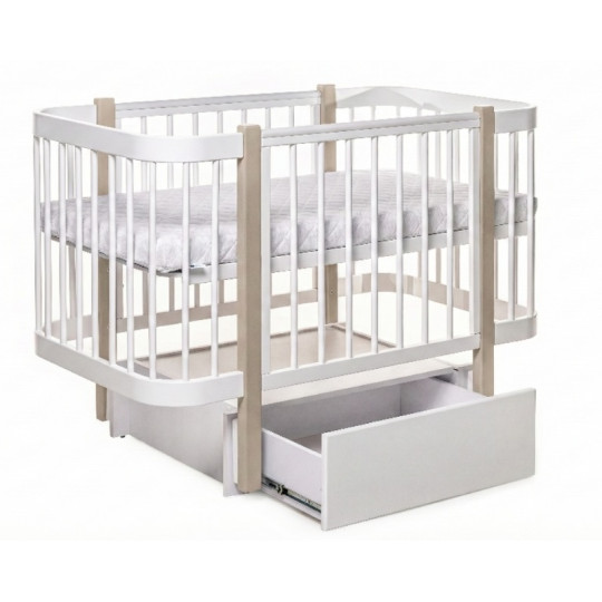 Pătuţ Eucalyptus Karol Premium Longitudinal (DS-9051) Alb+Cappuccino