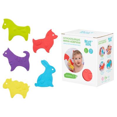 Set de mini-covorase anti-alunicare Roxy Kids „Animals”, 15 buc. (RBM-015-AN)