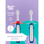 Set periuțe de dinți Roxy Kids „Pinguin” 2 buc. (RTB-011-RB) Rosu+Albastru