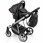 Carucior 3in1 Sojan Sibex Extra Piele (2010405) Negru+Argintiu