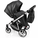 Carucior 3in1 Sojan Sibex Extra Piele (2010405) Negru+Argintiu